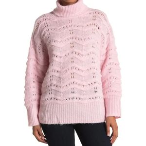NWOT FRNCH Paris Pink Cable Knit Turtleneck Sweater